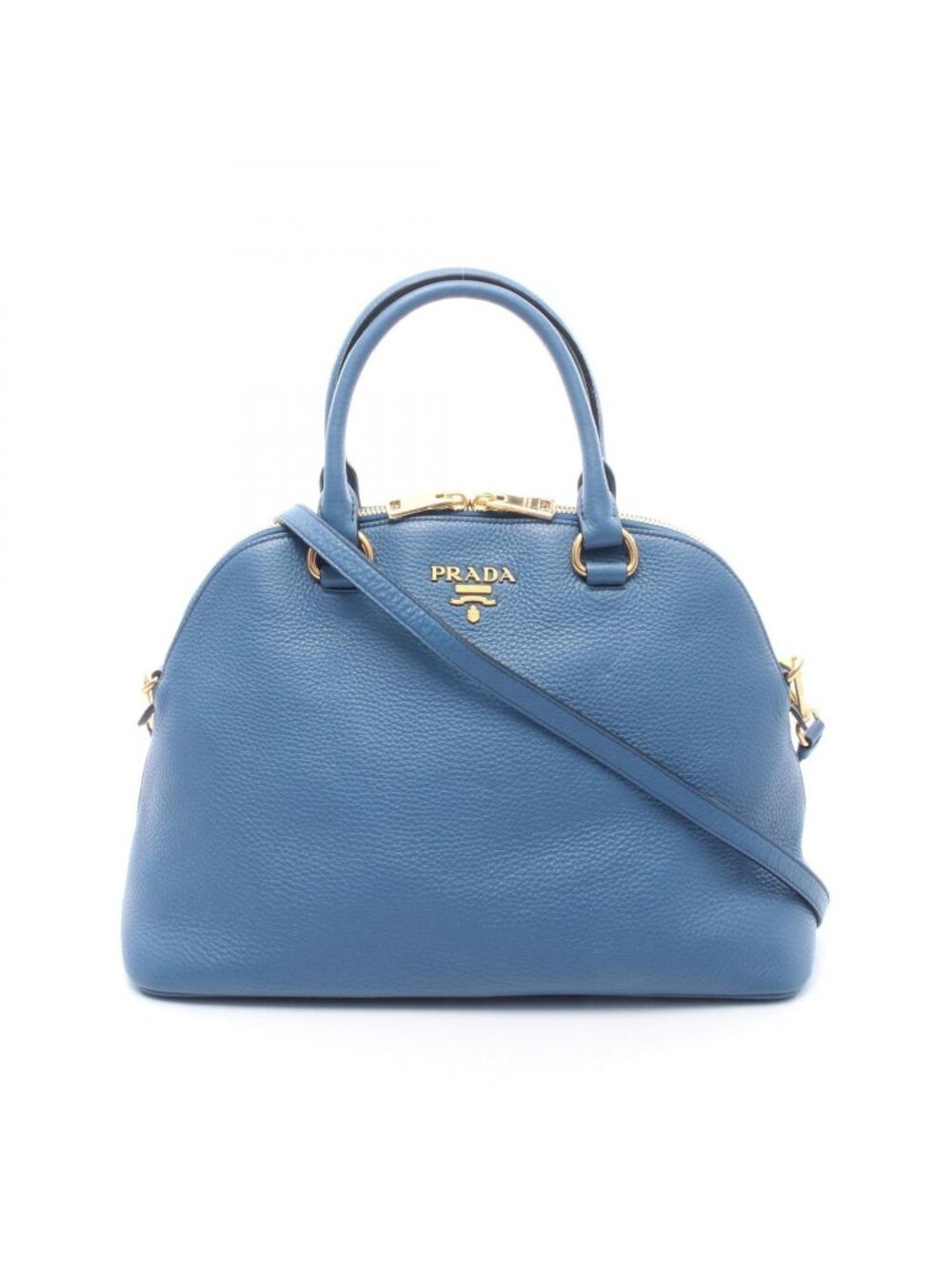 Prada Handbag Vitello Daino 2-Way Blue Leather